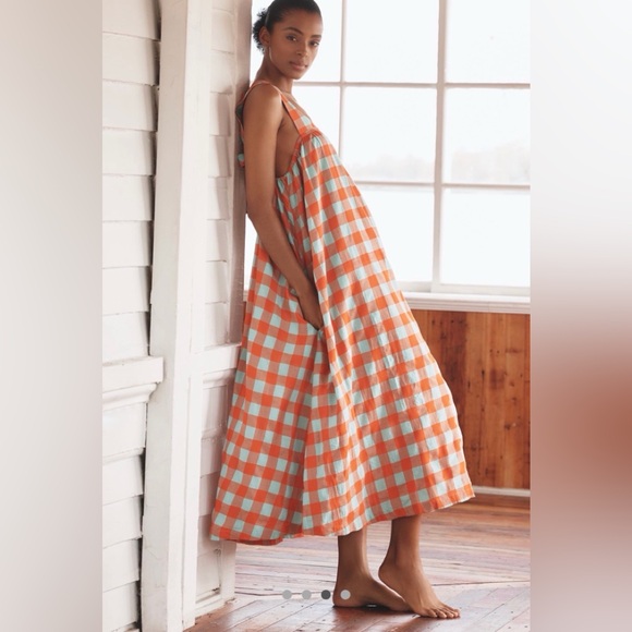 NWT Anthropologie Tie Back Midi Apron Nap Dress - Picture 2 of 7